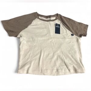 Hollister Cream and Brown Crop Top